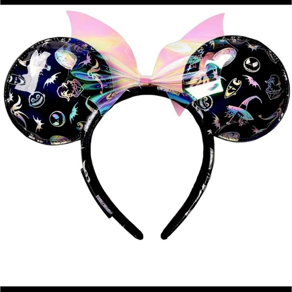 Disney Parks Loungefly Nightmare Before Christmas Minnie Bow Headband Ears - NEW